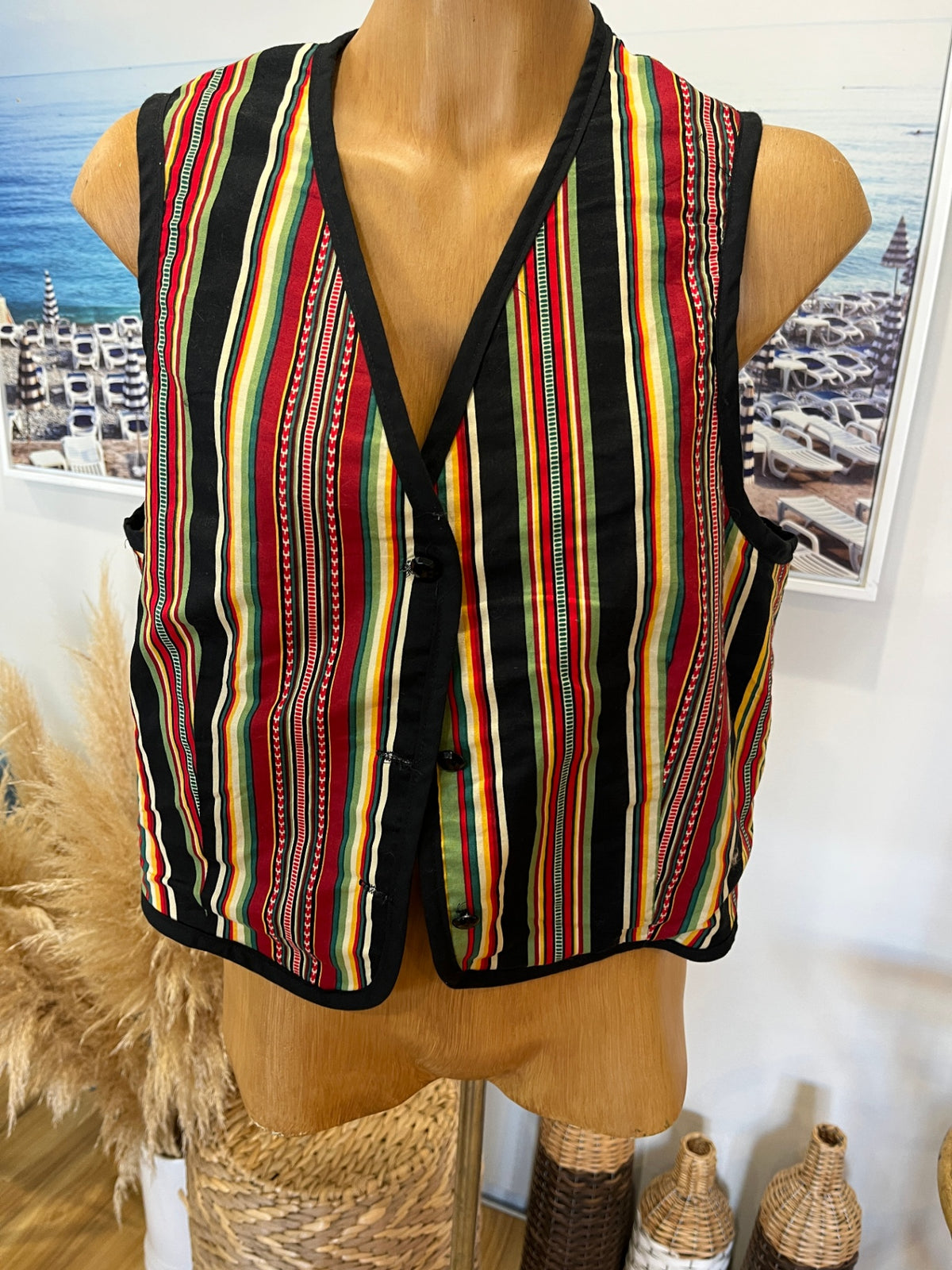 Multicoloured Reversible Waistcoat – Boho Statement Layer | Large