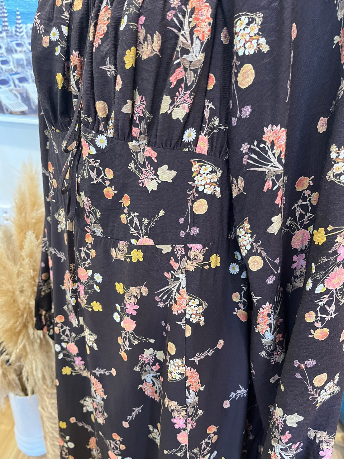 City Chic Black Floral Maxi Dress – Multicoloured Boho Print | Size 16/S