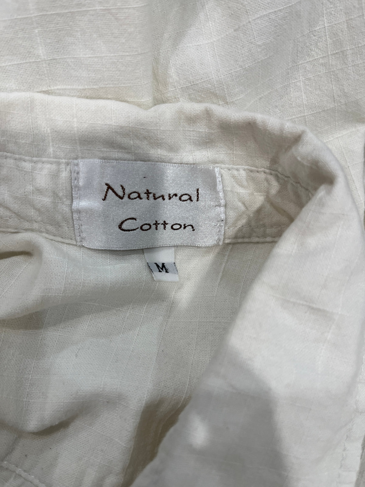 Men's White Natural Cotton – Short Sleeve Collared Shirt | M