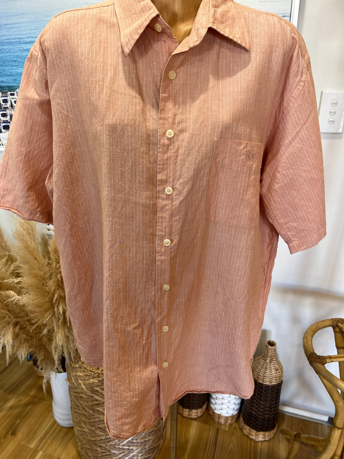 Men's Rodd & Gunn Made in Italy Peach Collared Shirt – Large