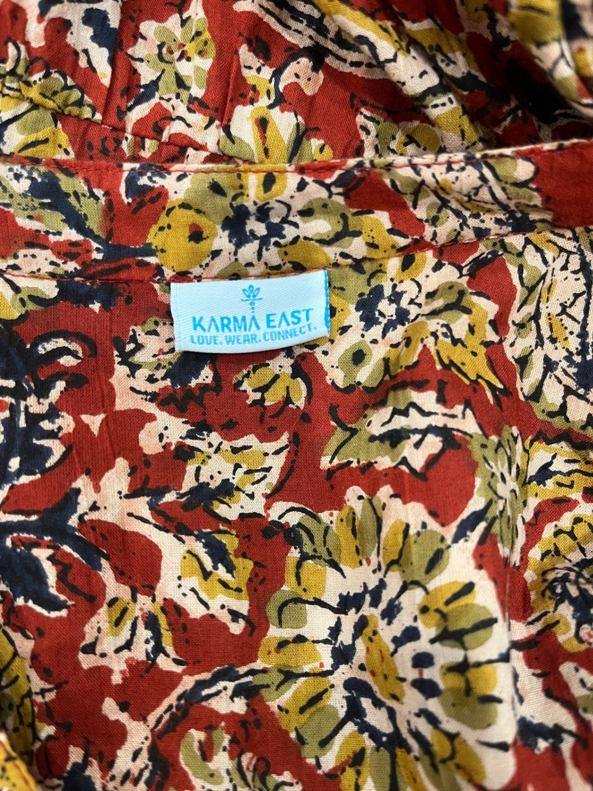 Karma East Tiered Floral Dress – Tan Boho ¾ Sleeve Knee Length | Small