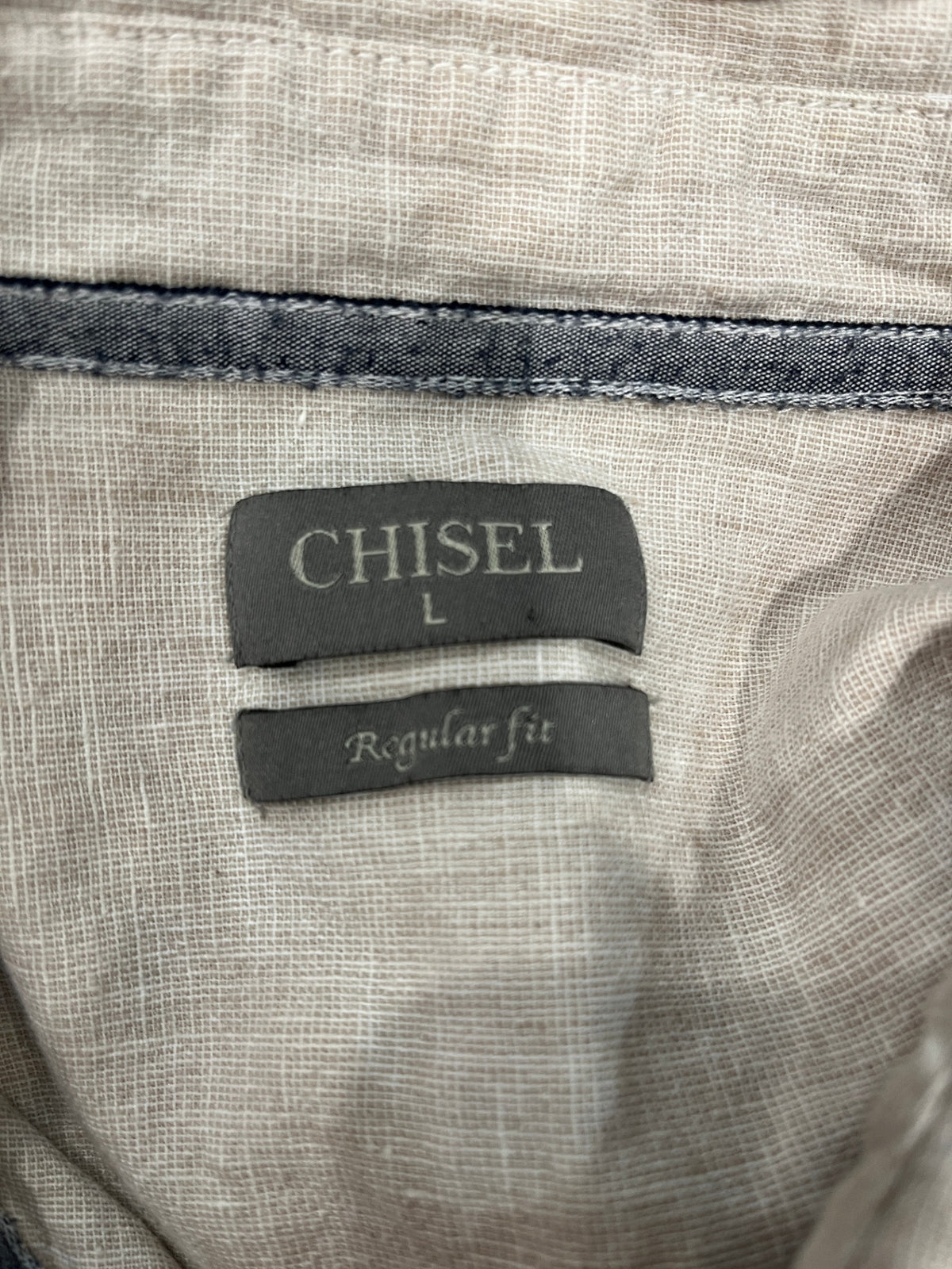 Men's Chisel Cream Shirt – Regular Fit Short Sleeve Collared | M