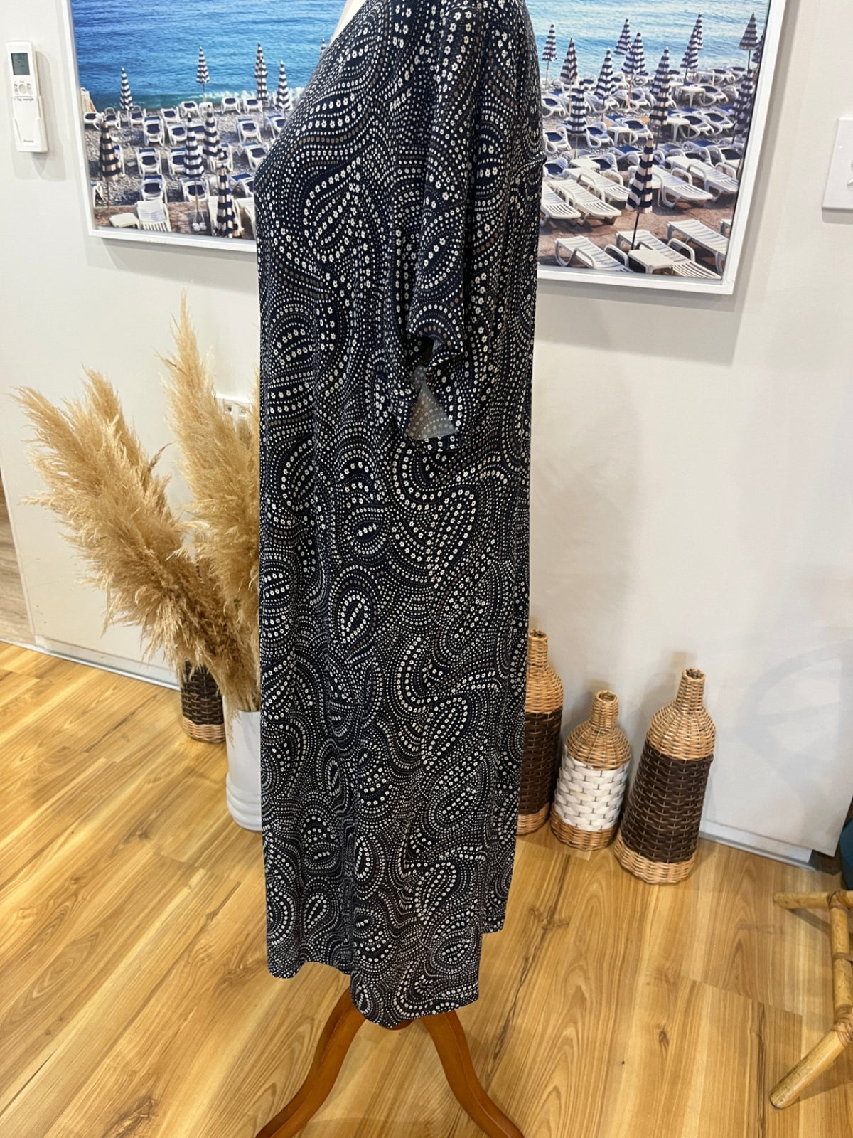 FOIL Blue Paisley Short Sleeve Slip Dress Size 14