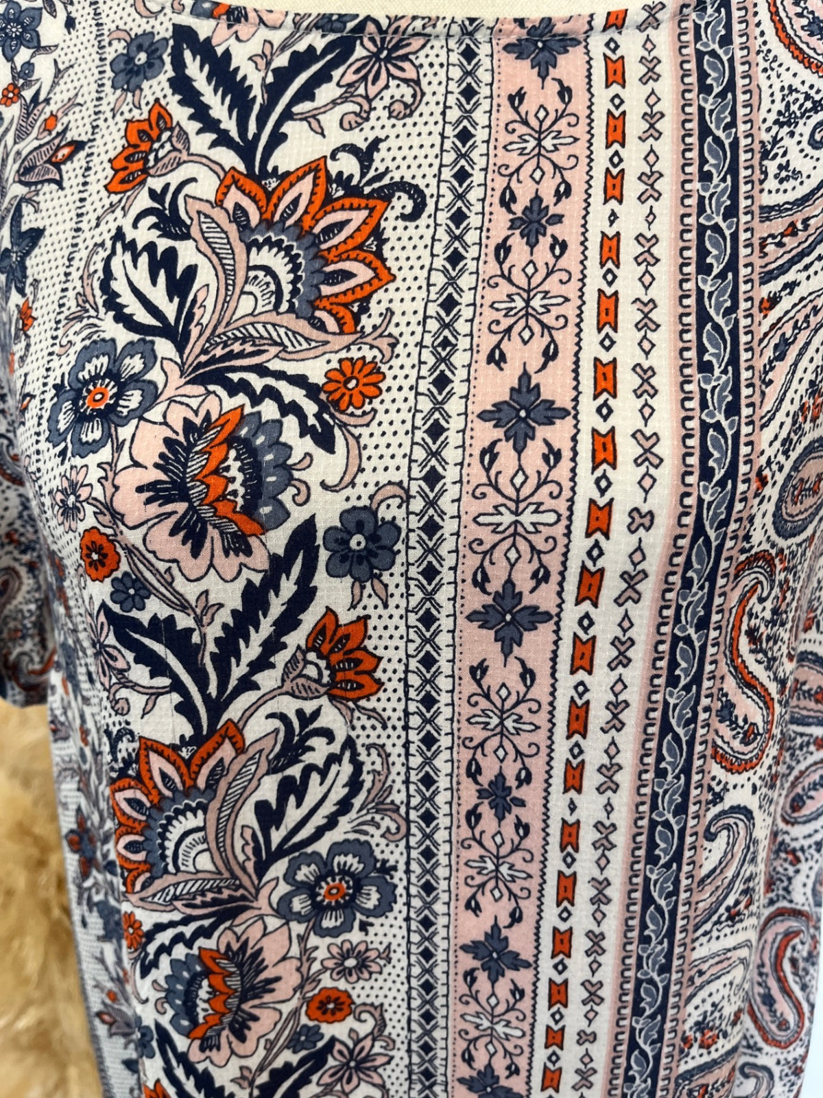 All About Eve Paisley Slip Dress S/M – Blue, Orange & White | T-Shirt Style