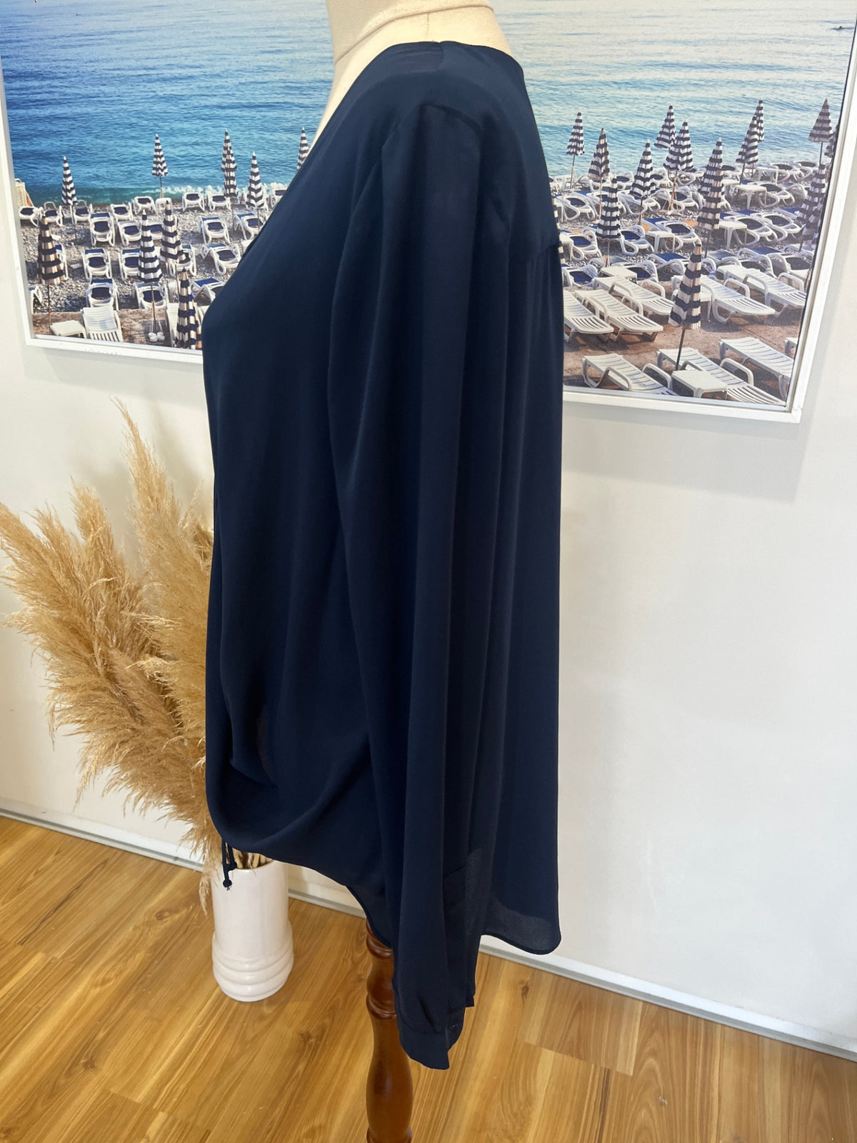 Halo & Hazard Navy Blue Floaty Top Medium – Long Sleeve