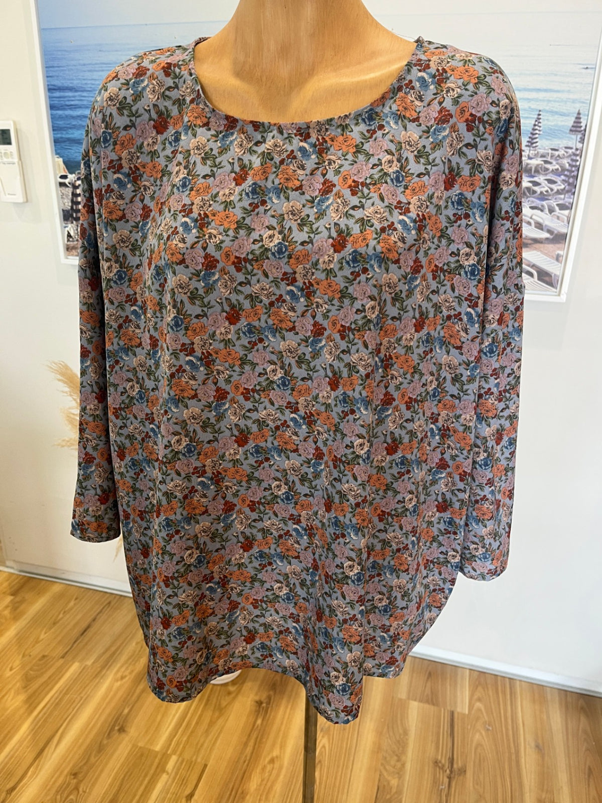 Seven Stars Floaty Light Blue Floral Top XXL 