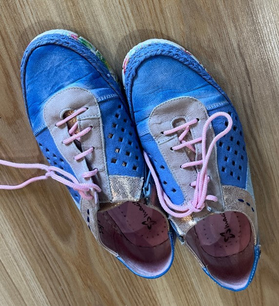 Handmade in Poland Genuine Leather Shoes – Blue, Pink & Rose Gold | 38