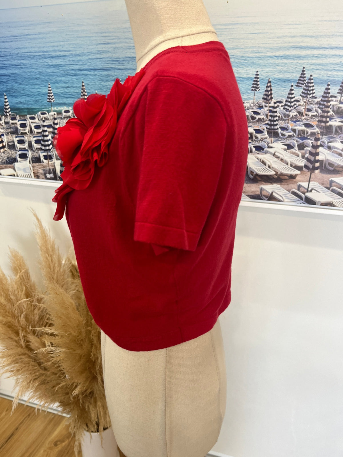 Hot Options Red Bolero | Statement Flower Embellishment