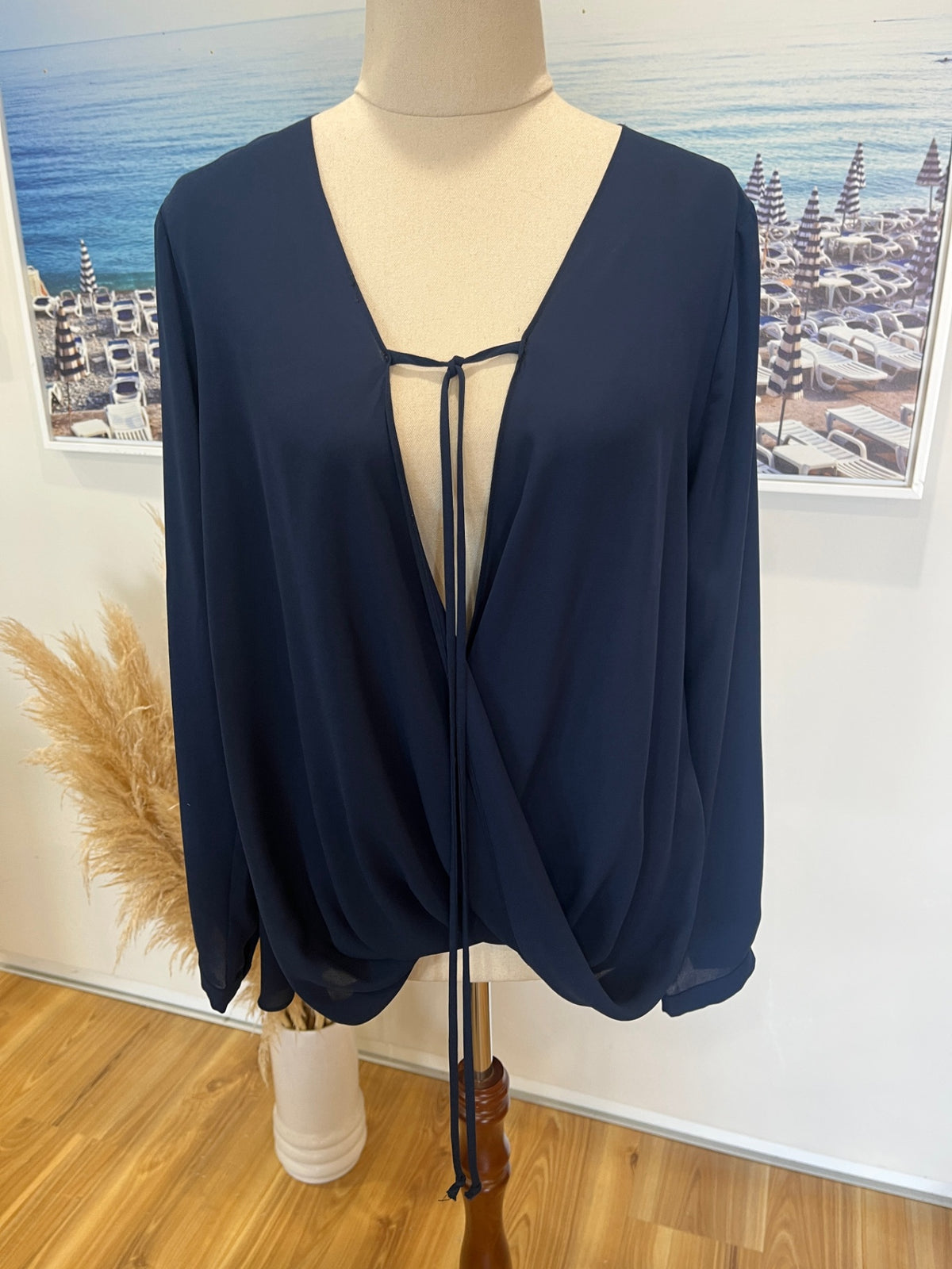 Halo & Hazard Navy Blue Floaty Top Medium – Long Sleeve