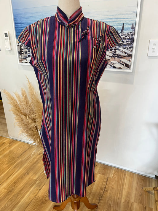 BNWT Yan Yan Purple Stripe Maxi Dress M-L 