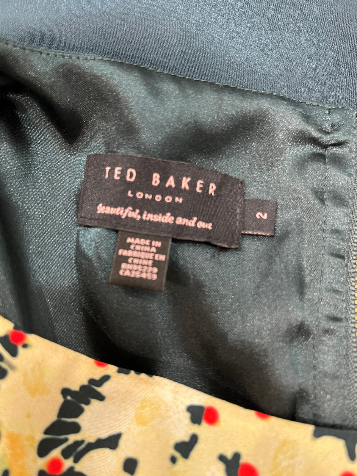 Ted Baker London Green Floral Cap Sleeve Dress – Size 10–12