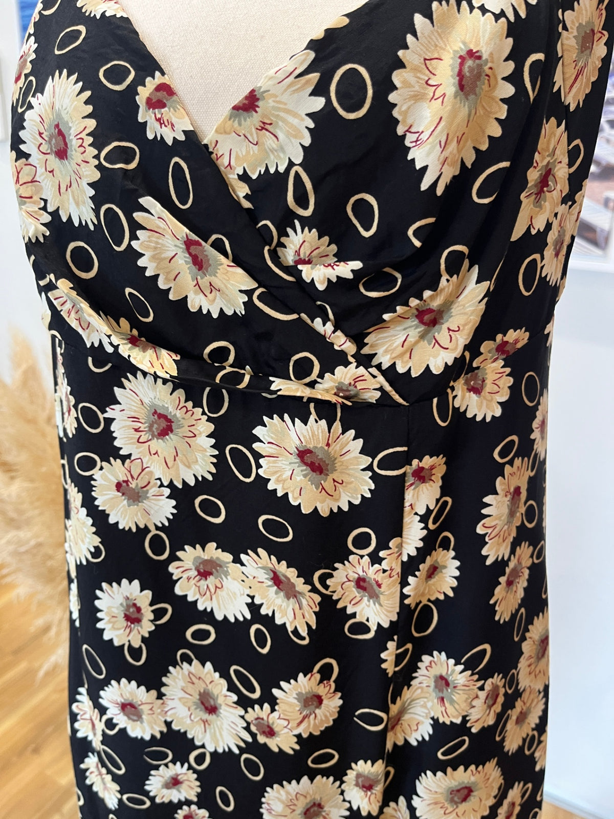ICE NZ Made Black & Cream Floral Halter Neck Maxi Dress – Size 16
