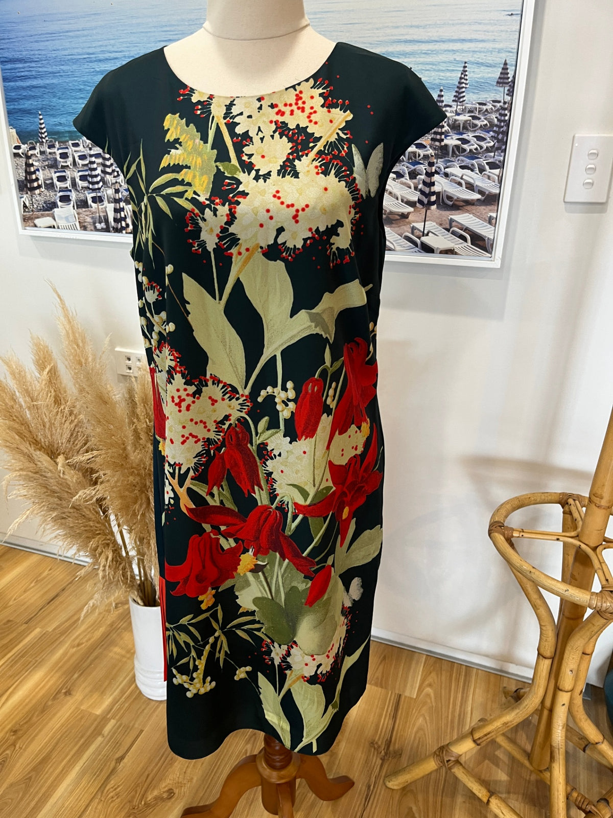 Ted Baker London Green Floral Cap Sleeve Dress – Size 10–12