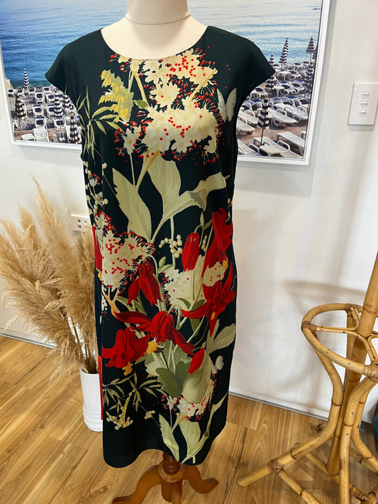 Ted Baker London Green Floral Cap Sleeve Dress – Size 10–12
