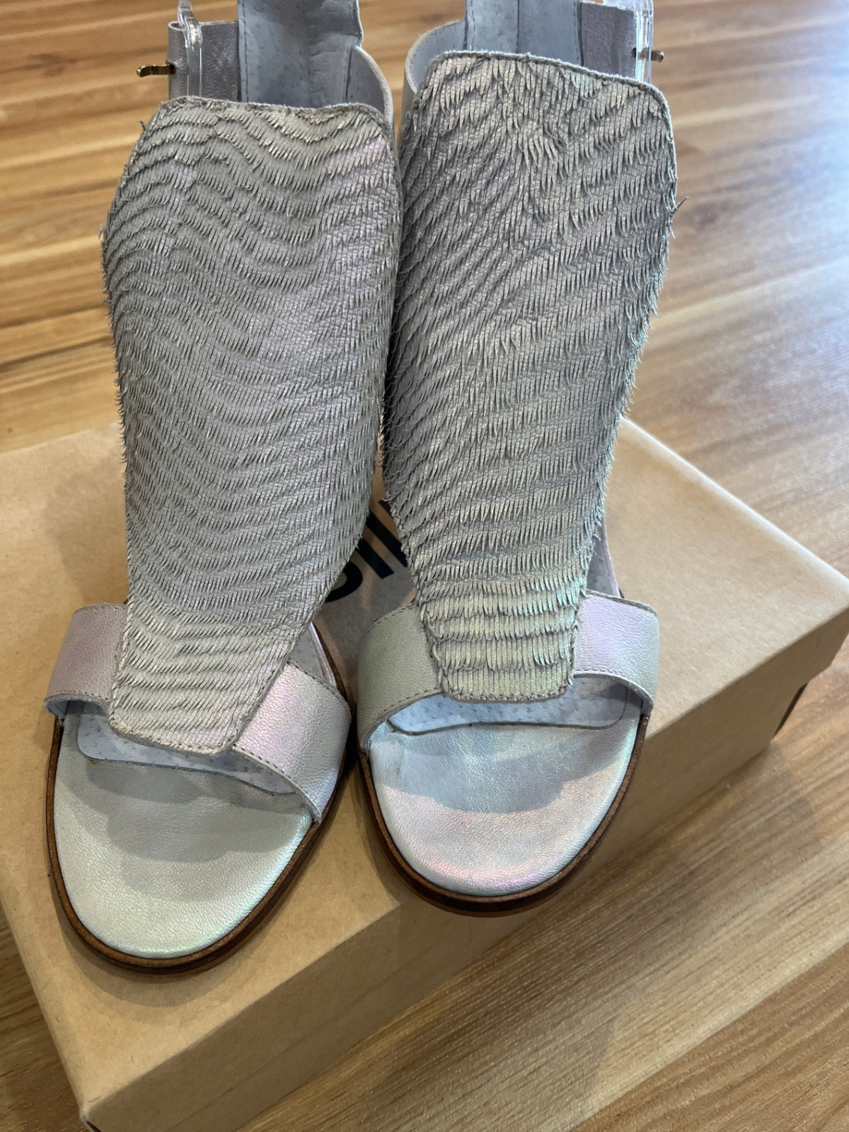 Mista Silver Heeled Sandals – Buckle Strap Shoes EU 41