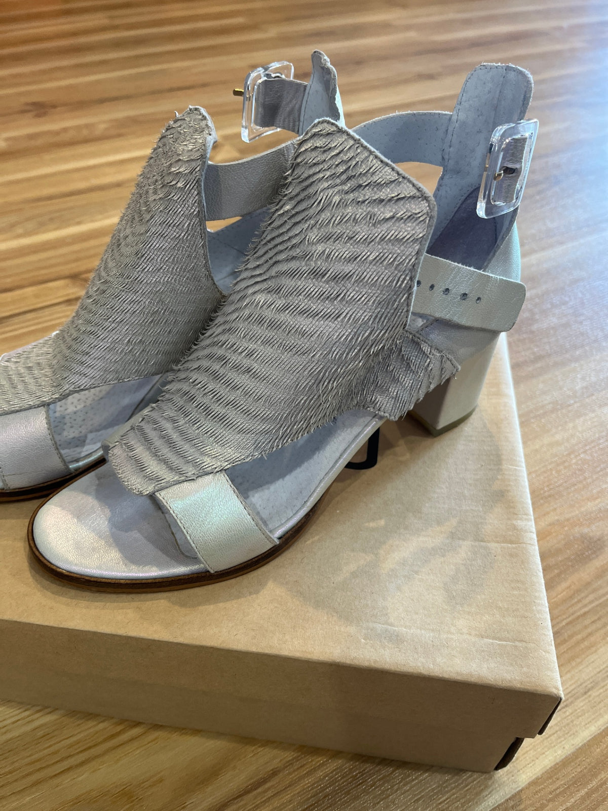 Mista Silver Heeled Sandals – Buckle Strap Shoes EU 41