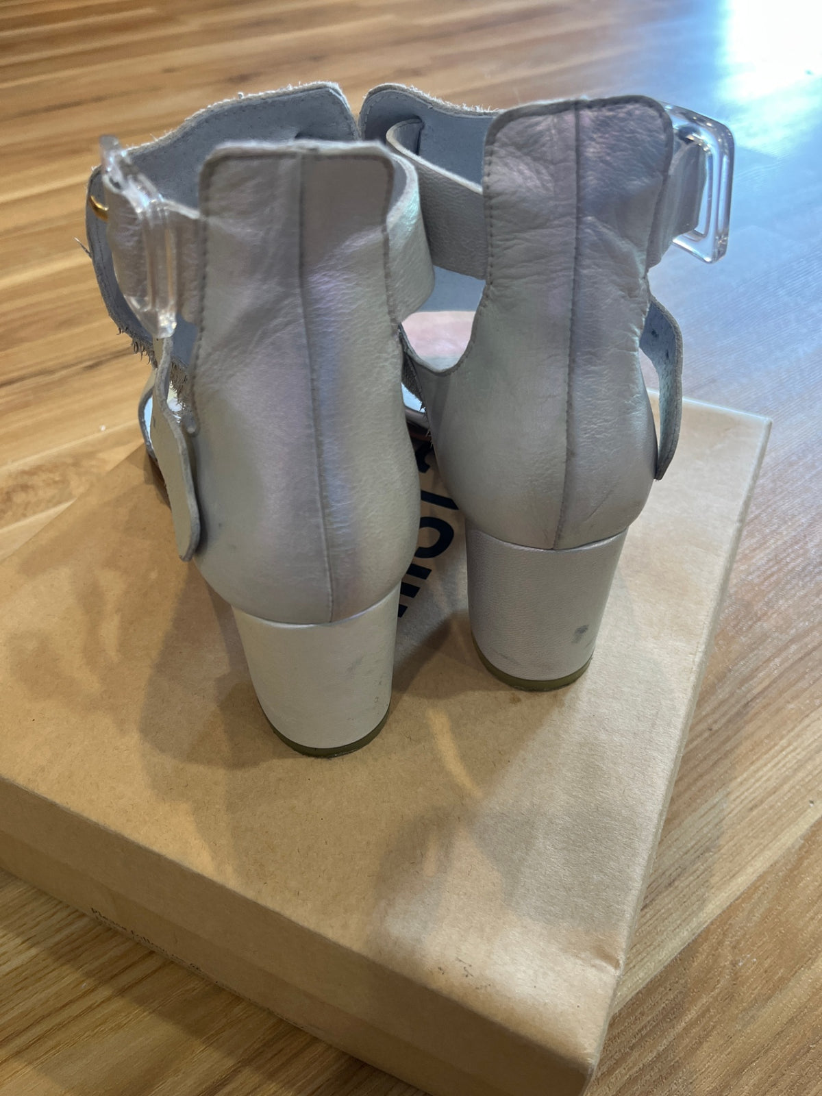 Mista Silver Heeled Sandals – Buckle Strap Shoes EU 41