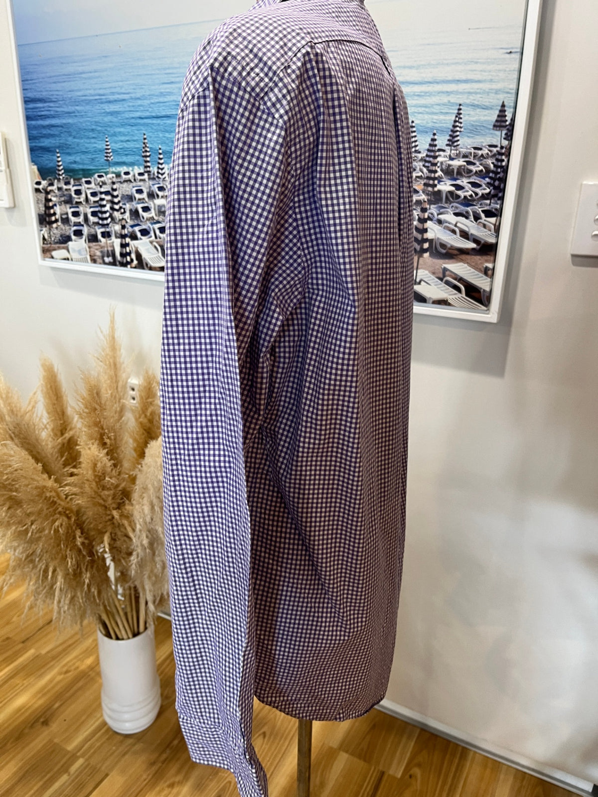 Ralph Lauren Purple & White Check Shirt – Long Sleeve, Collared | Size M