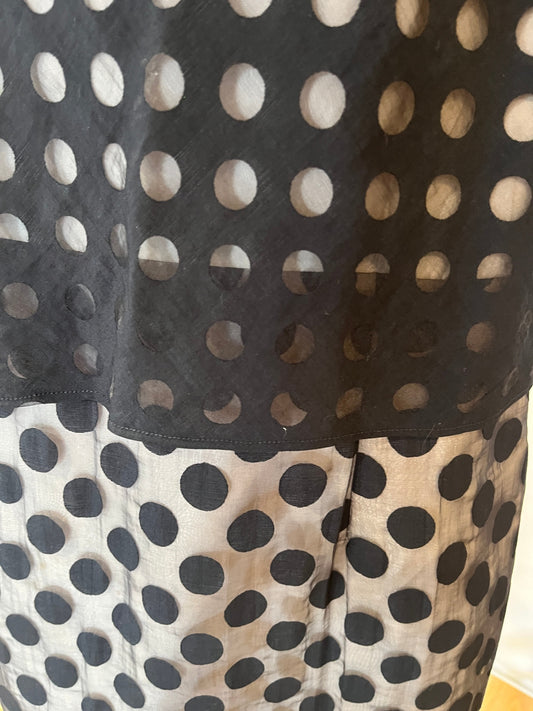 Black Tailored Dress – Round Neck with Sheer Overlay | Size 16