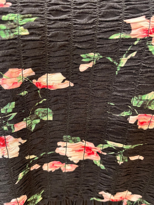 Gloss by Shine On Black Floral Dress – Sheer Front Detail | Size 16
