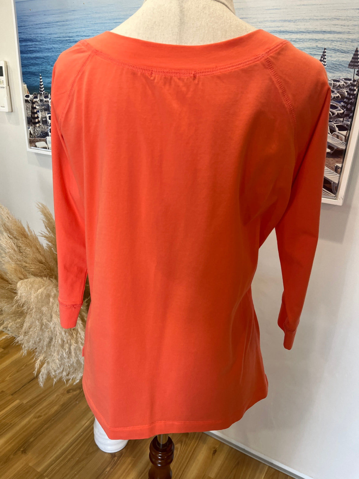 Vassalli Apricot Top – Boat Neck ¾ Sleeve Casual Chic | Size 10