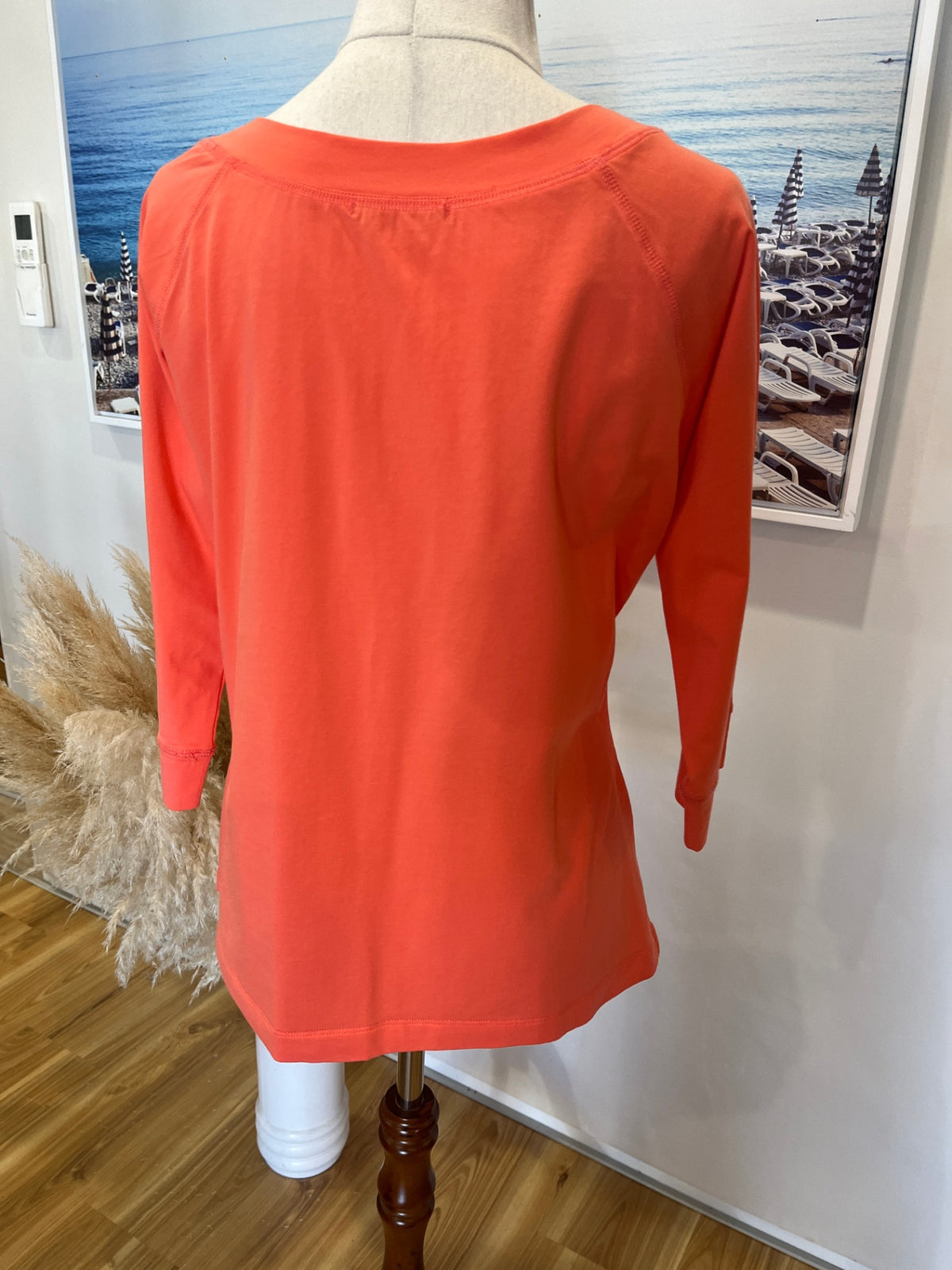 Vassalli Apricot Top – Boat Neck ¾ Sleeve Casual Chic | Size 10