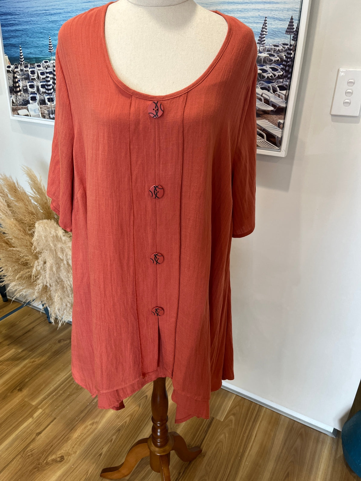Taking Shape Rust Double-Layer Tunic Top – Size 14