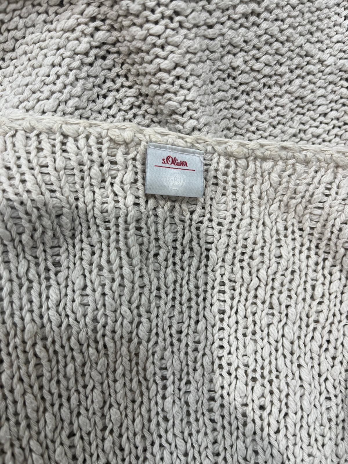 S.Oliver Round Neck Knit Cream Long-sleeve Jersey - Medium