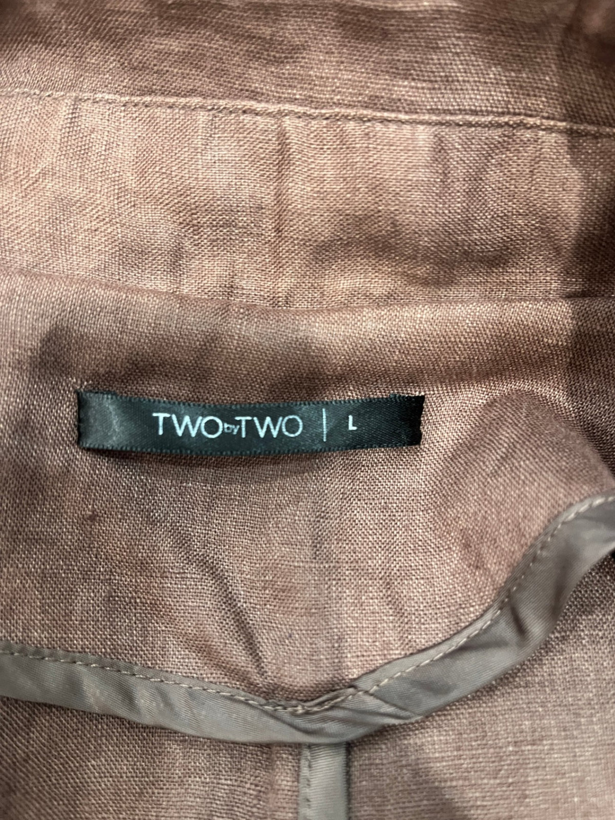 Two by Two Brown Linen Casual Jacket – Pockets & Button Back – Size L