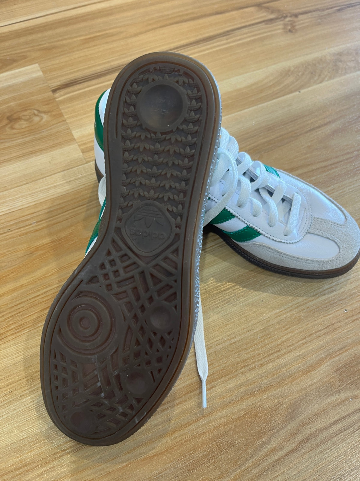 Adidas Handball Spezial White & Green Leather Sneakers – Near New – Size 38⅔