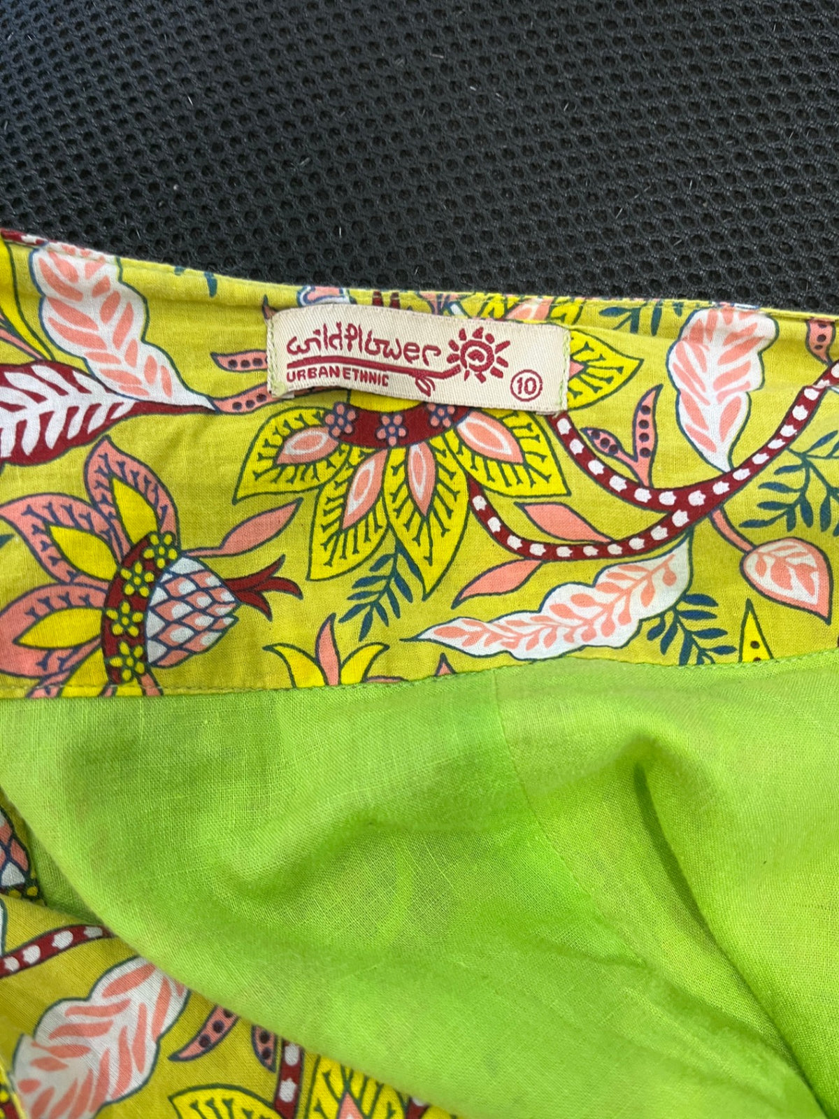 Wildflower Green Floral Ethnic Woven A-Line Skirt – Size 10