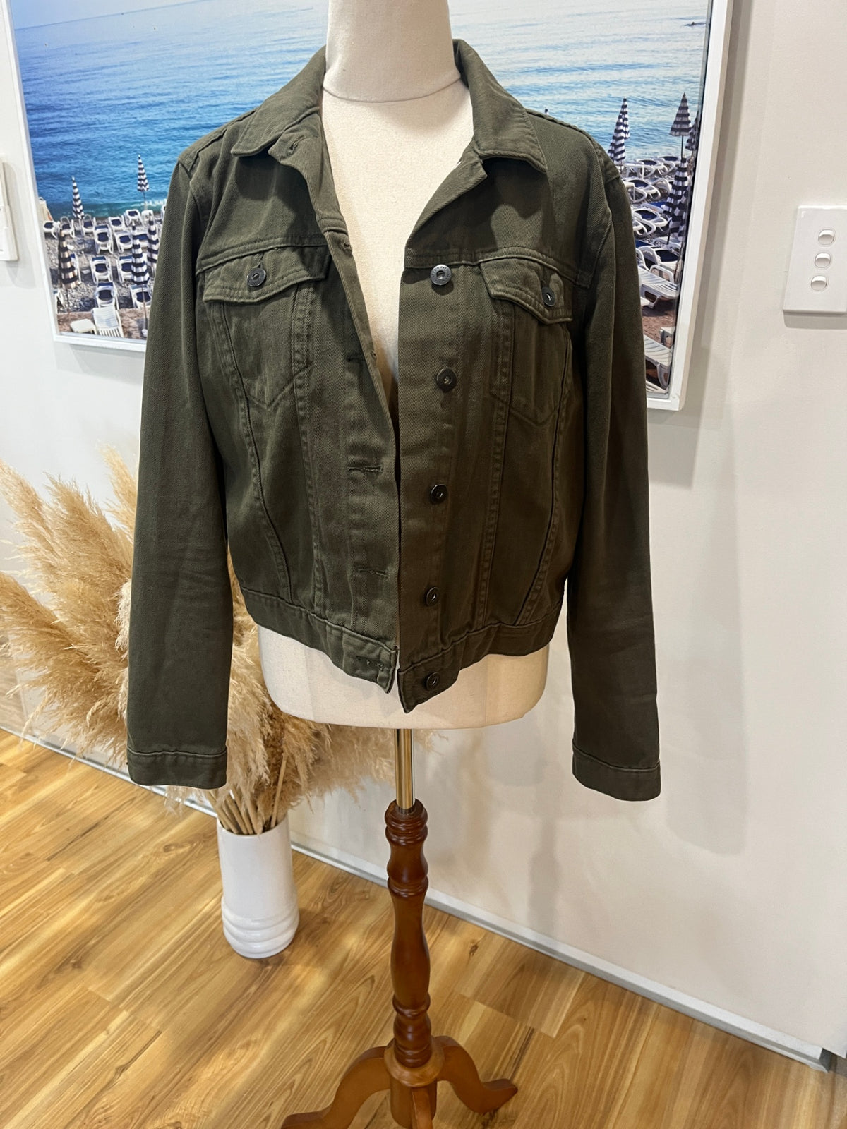 Max Dark Green Denim Jacket - Size 12