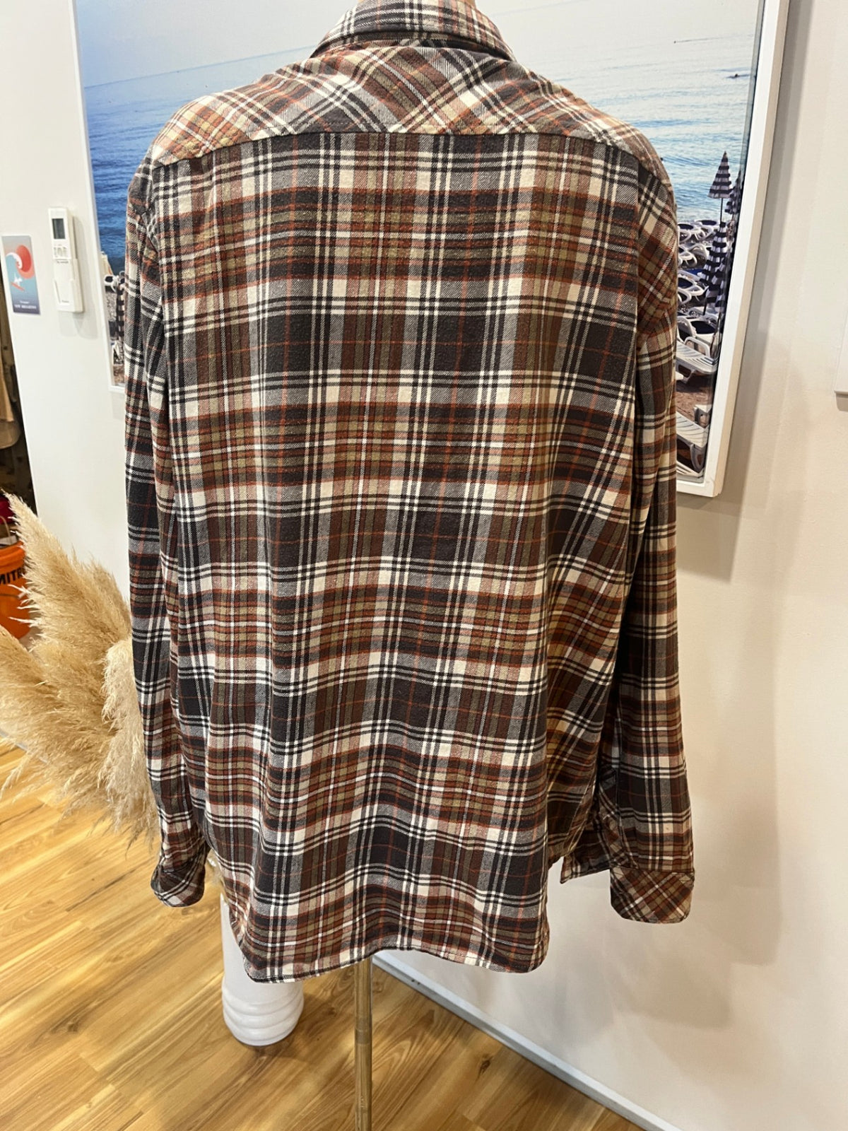 Men's Billabong Long-sleeve Brown Plaid Shirt - XL
