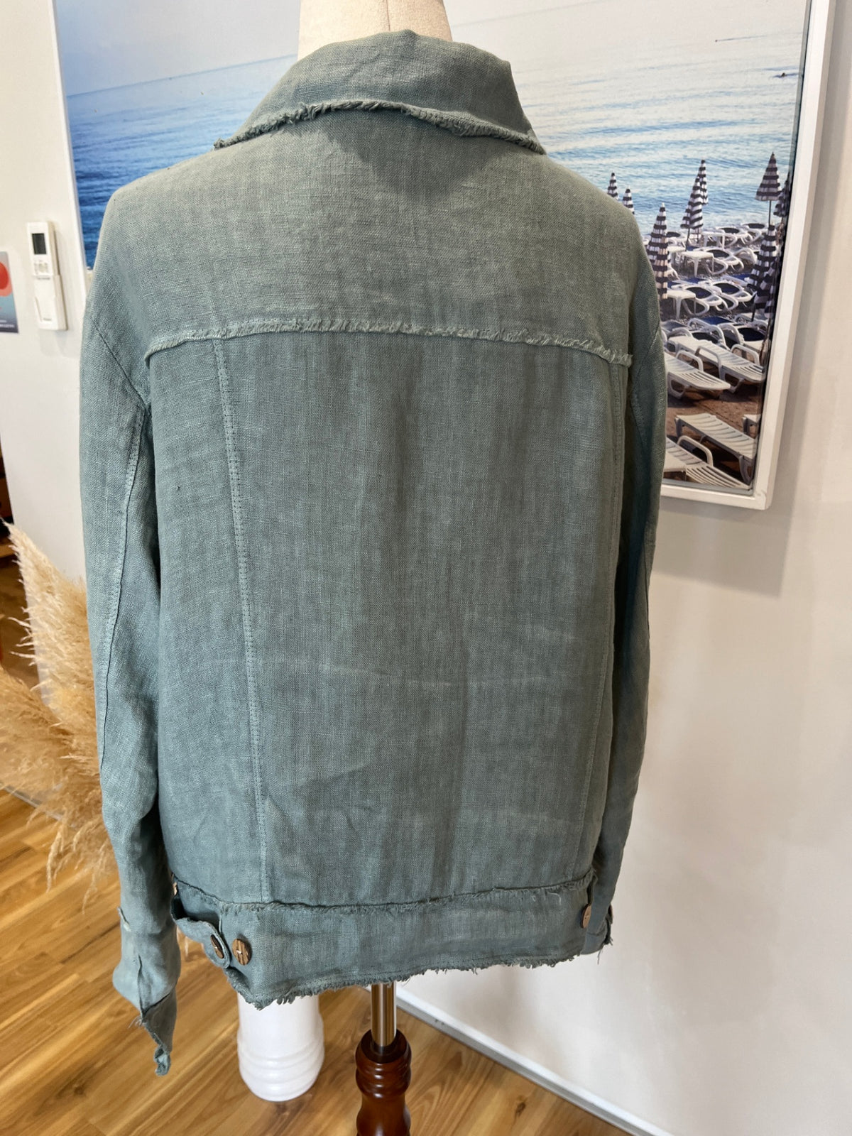 Made in Italy Blue/Green Linen Denim-Style Jacket – Size S/M