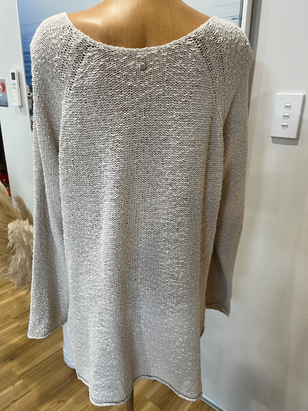 S.Oliver Round Neck Knit Cream Long-sleeve Jersey - Medium